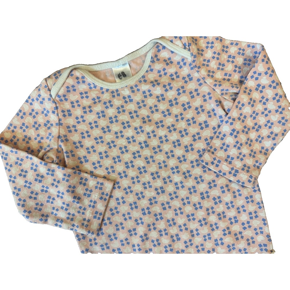 Baby Boden Girl Bodysuit Long Sleeve 6-12 Months Chicks Shirt Top 1 PC Pink Blue
